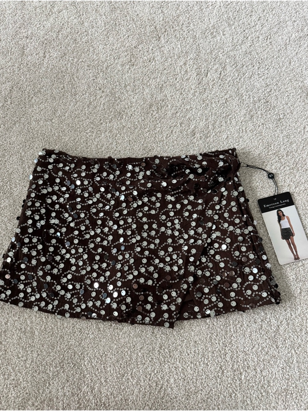 Emerson Lane Brown Sequin Mini Skirt NWT size Small